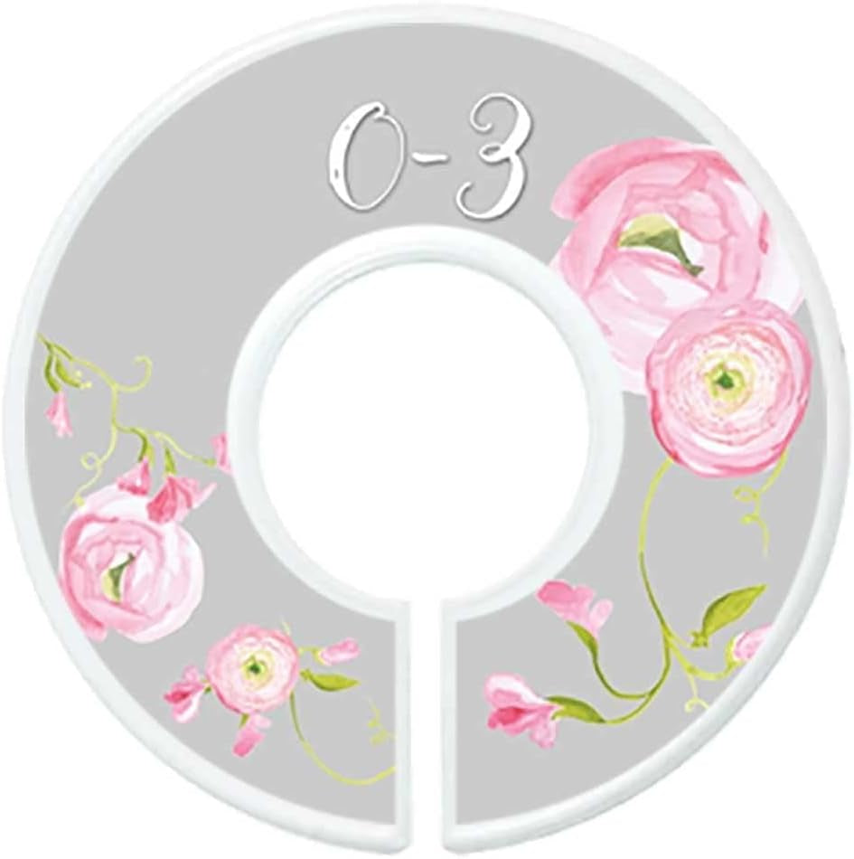 Nursery Closet Dividers, Closet Organizers, Baby Girl Clothes Organizers Pink Grey Floral