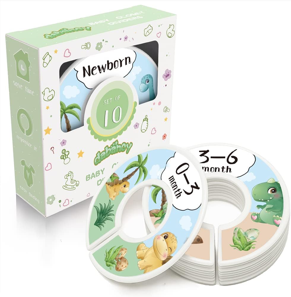Baby Closet Dividers - Set of 10 from Newborn to Toddler and 2 Blanks with Colored Box - Gray Boho Designs Baby Closet Organizer for Nursery - [Gray Boho]