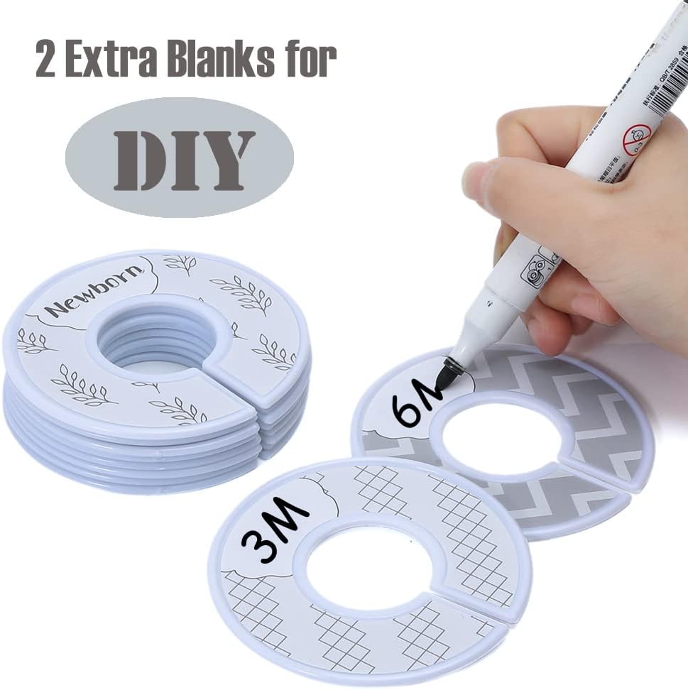 Baby Closet Dividers - Set of 10 from Newborn to Toddler and 2 Blanks with Colored Box - Gray Boho Designs Baby Closet Organizer for Nursery - [Gray Boho]