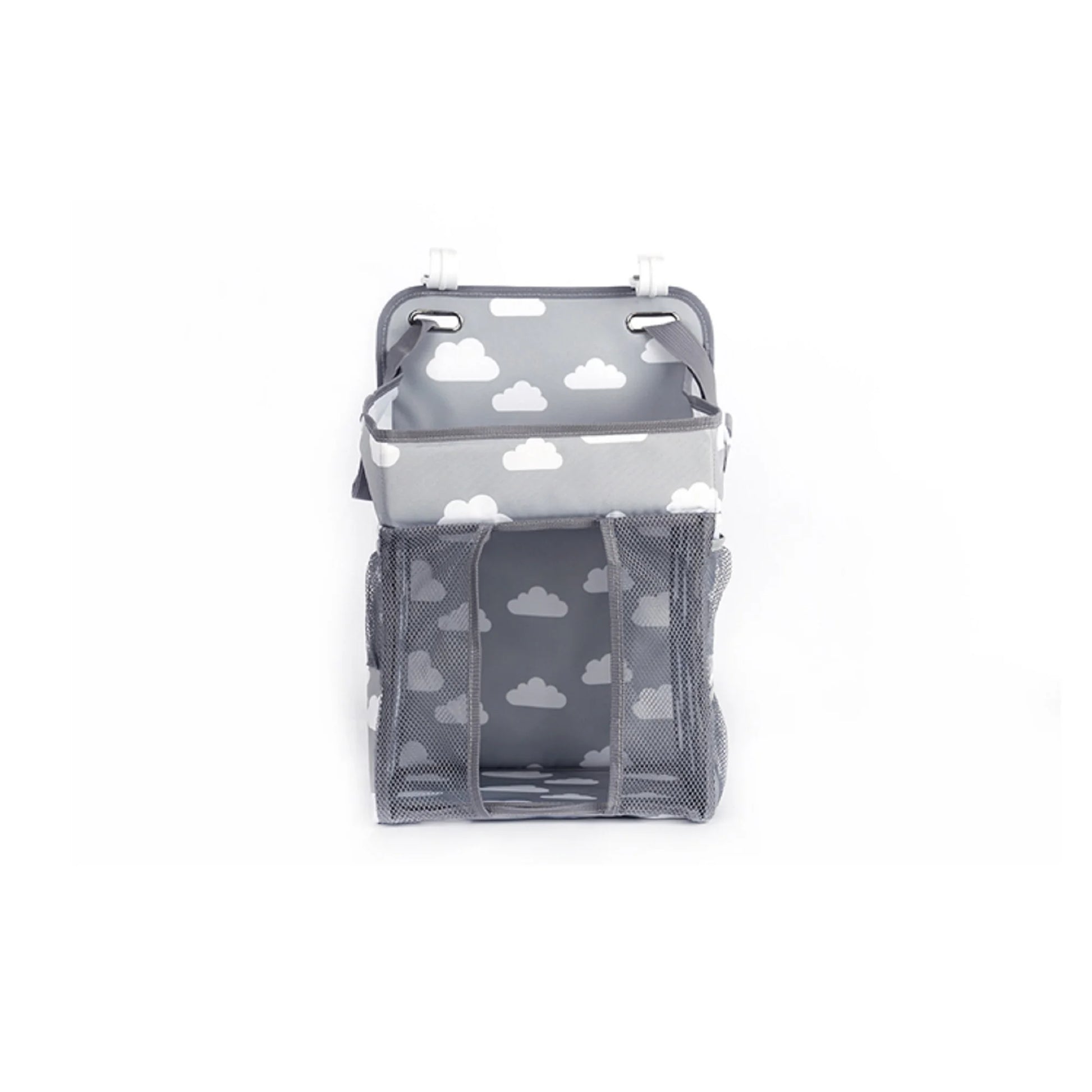 Nursery Baby Caddy Diaper Organizer Bags, Hanging Baby Shower Gifts for Infant Newborn Store Diaper Lotion Wet Wipes , Grey & White
