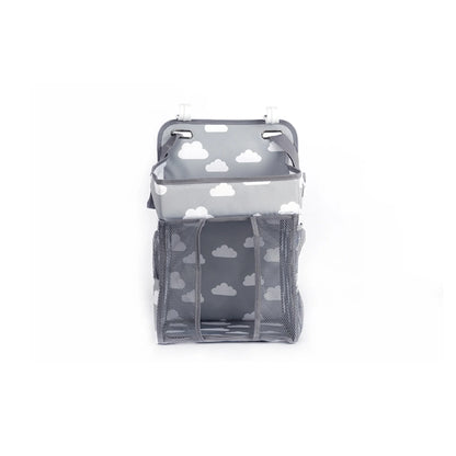 Nursery Baby Caddy Diaper Organizer Bags, Hanging Baby Shower Gifts for Infant Newborn Store Diaper Lotion Wet Wipes , Grey & White