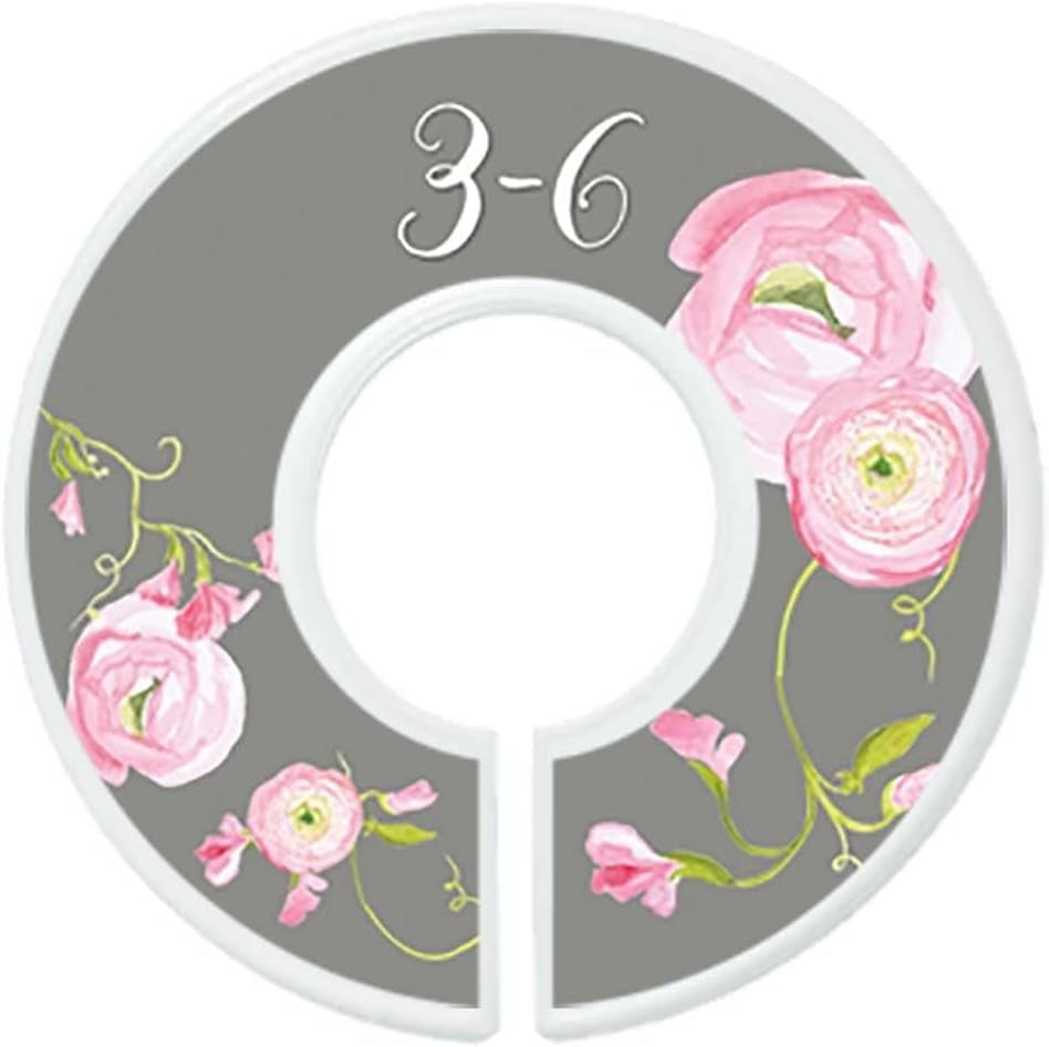 Nursery Closet Dividers, Closet Organizers, Baby Girl Clothes Organizers Pink Grey Floral