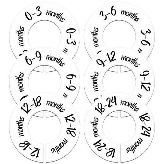 Baby Closet Dividers Unisex Baby Closet Organizer for Nursery Baby Clothes Size Age Dividers Fits 1.5" Rod 6 PCS