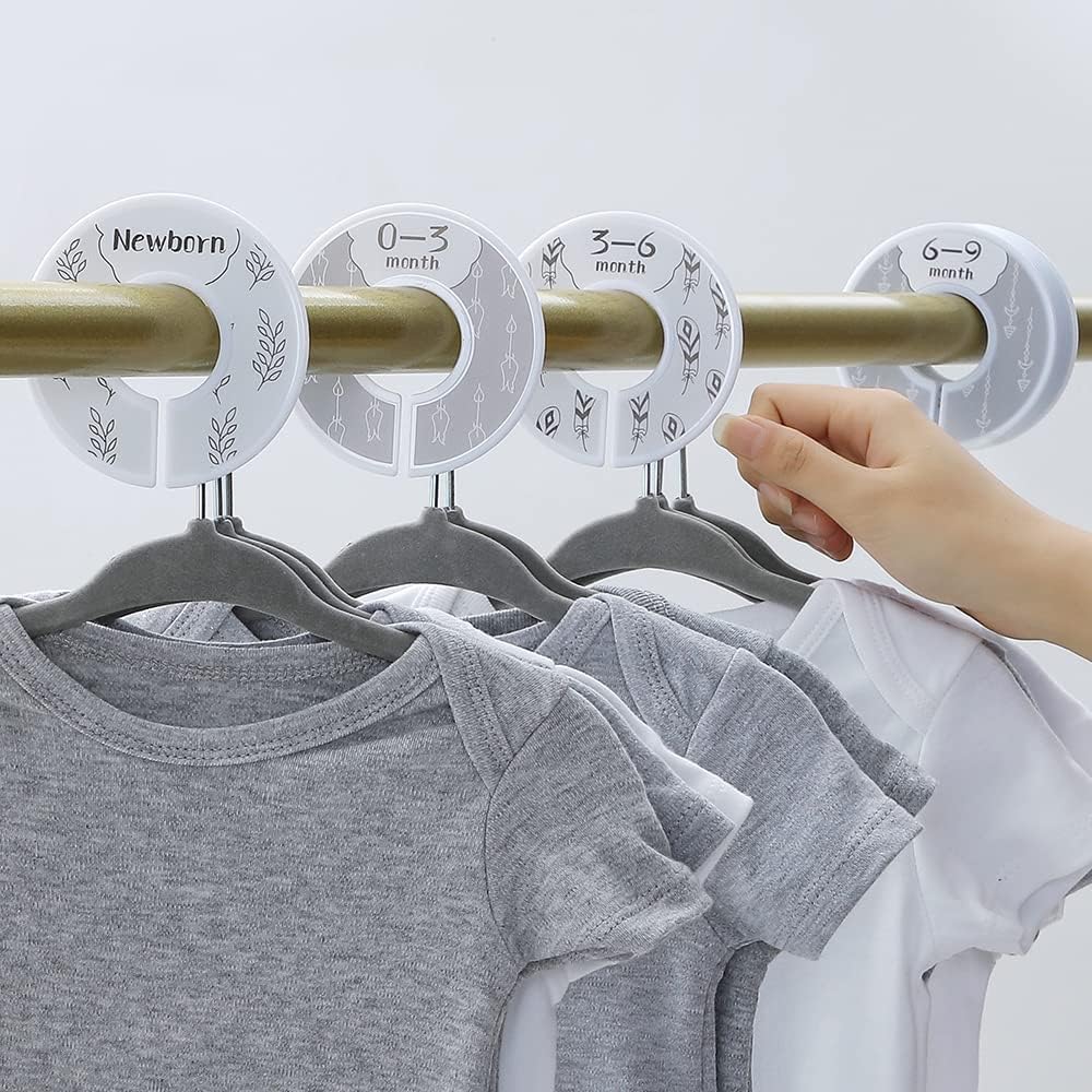 Baby Closet Dividers - Set of 10 from Newborn to Toddler and 2 Blanks with Colored Box - Gray Boho Designs Baby Closet Organizer for Nursery - [Gray Boho]