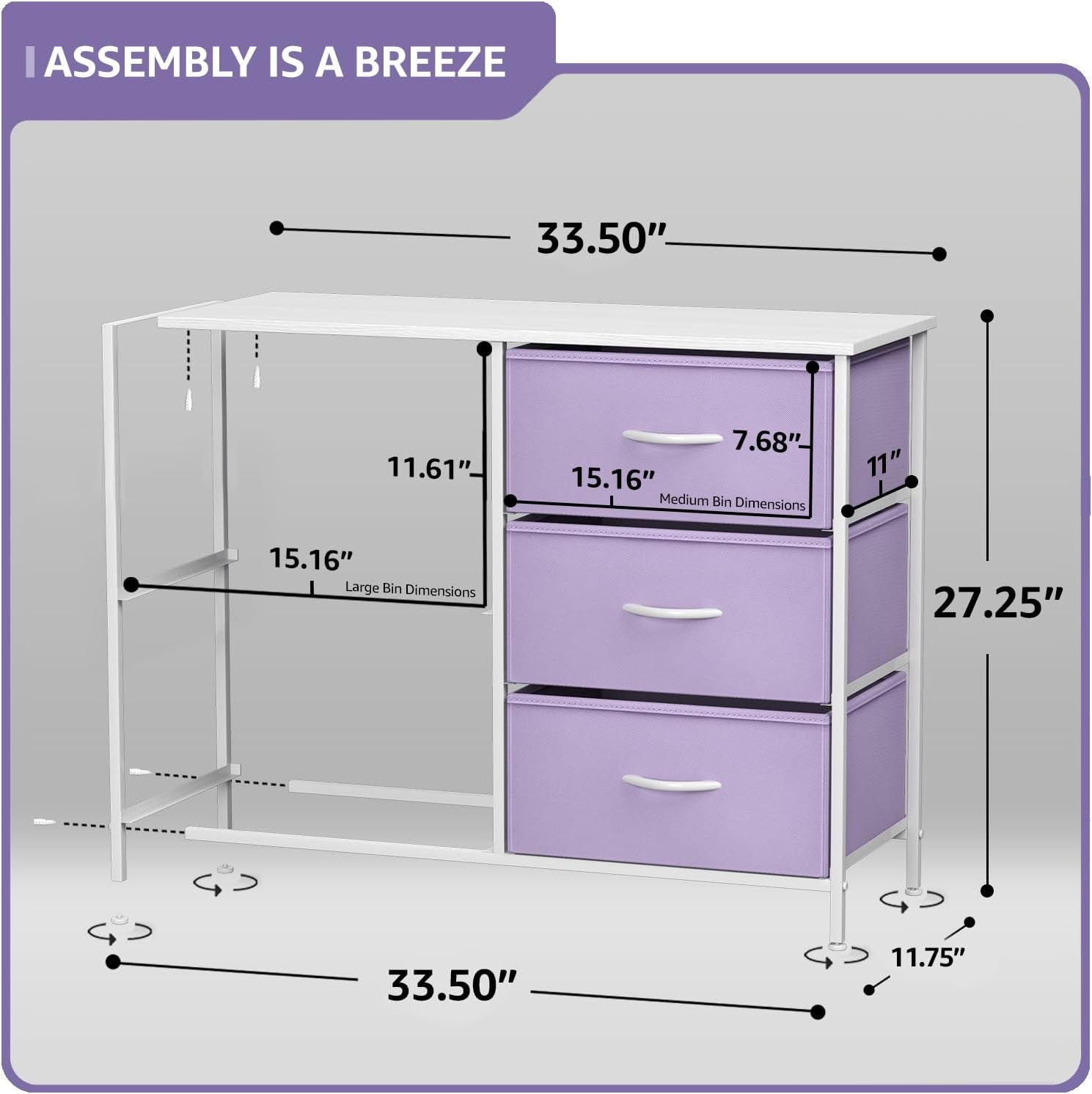 Kids Dresser with 5 Drawers - Storage Chest Organizer Unit with Steel Frame, Wood Top & Handles, Tie-Dye Fabric Bins for Clothes - Wide Furniture for Bedroom Hallway Kids Room Nursery & Closet
