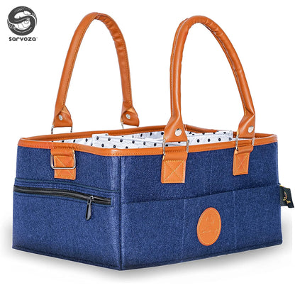 Diaper Caddy Organizer Bag Storage Tote for Baby Stuff Gifts for Moms Navy Blue