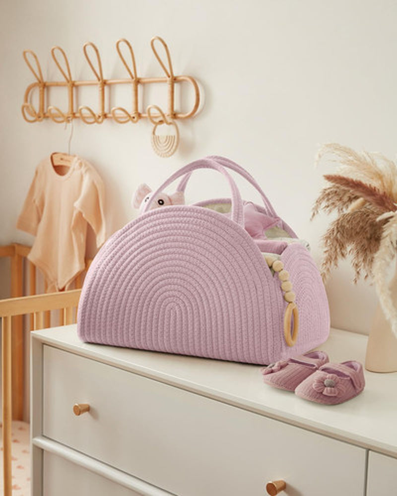 Baby Diaper Caddy Organizer, Cotton Rope Diaper Caddy Basket, Large Storage B...